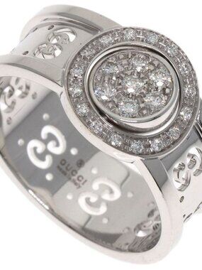 Gucci Icon Toile Diamond Ring 18K White Gold